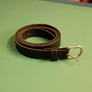 Classic Black Leather Belt Tallman's Depr. Store Silver Tone Buckle Marked 50